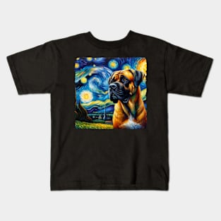 Starry Boerboel Dog Portrait - Pet Portrait Kids T-Shirt